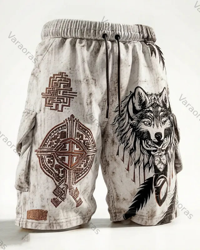 Men's Summer Outdoor Fashion Viking-Embroidered Shorts 4289