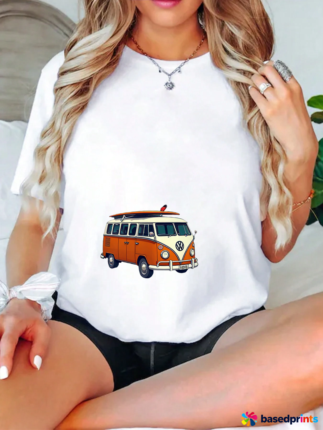 Vintage Bus Print Short Sleeve T-Shirt