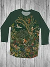 Unisex Forest Fawn Bird Print Design Casual T-Shirt