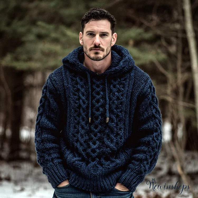 Vintage Fairman Island Jacquard Thick Warm Hooded Sweater