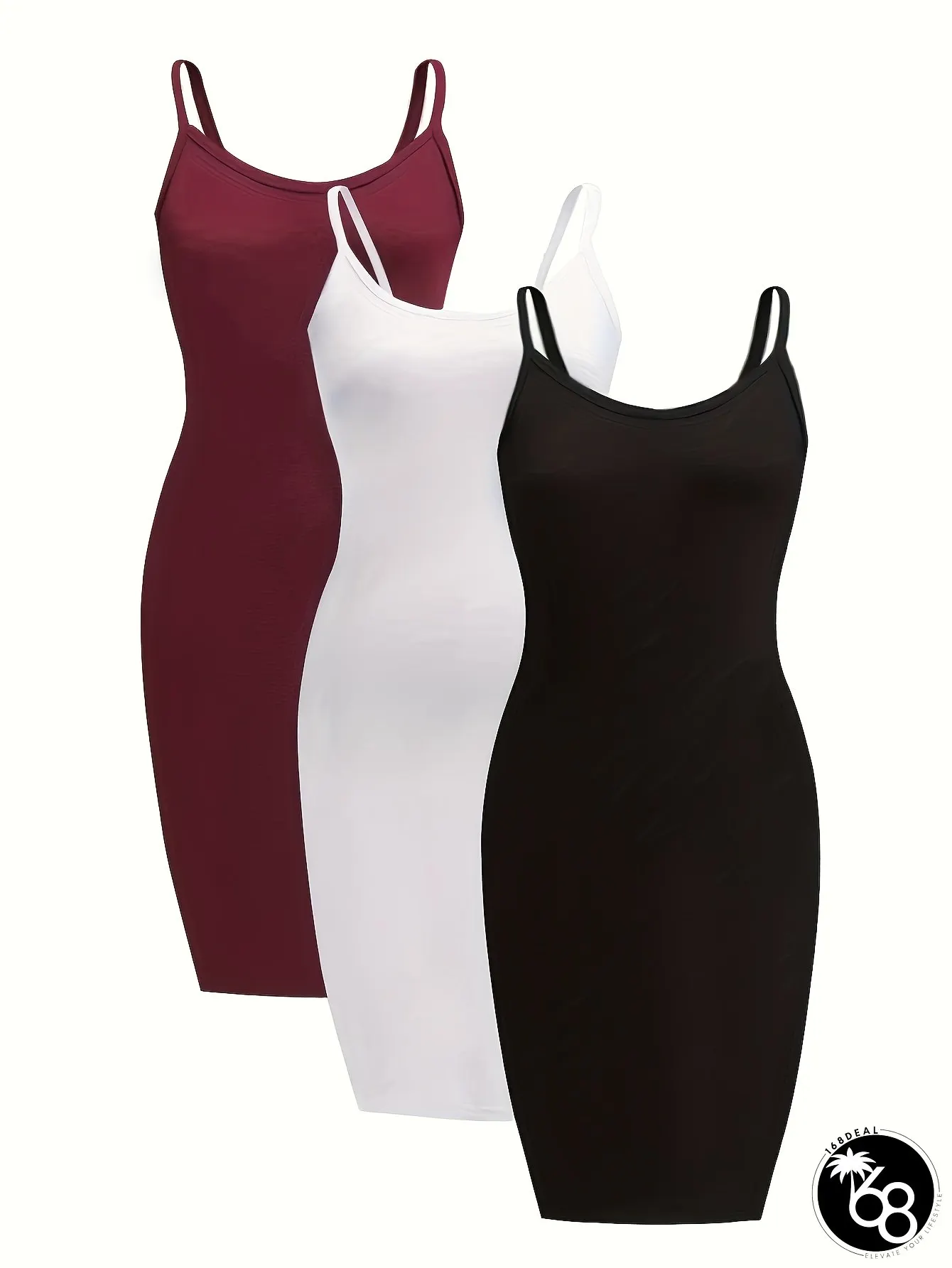 Stretchy Fabric Plus Womens Bodycon Dress Set Elegant Off-Shoulder Design Solid Color | 168DEAL