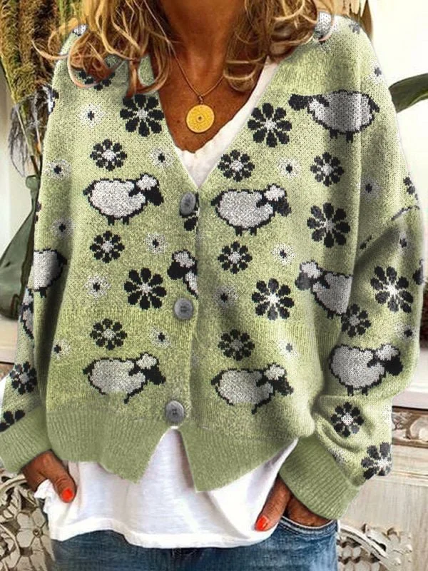 Women's Animal Print Long Sleeve Cardigan
