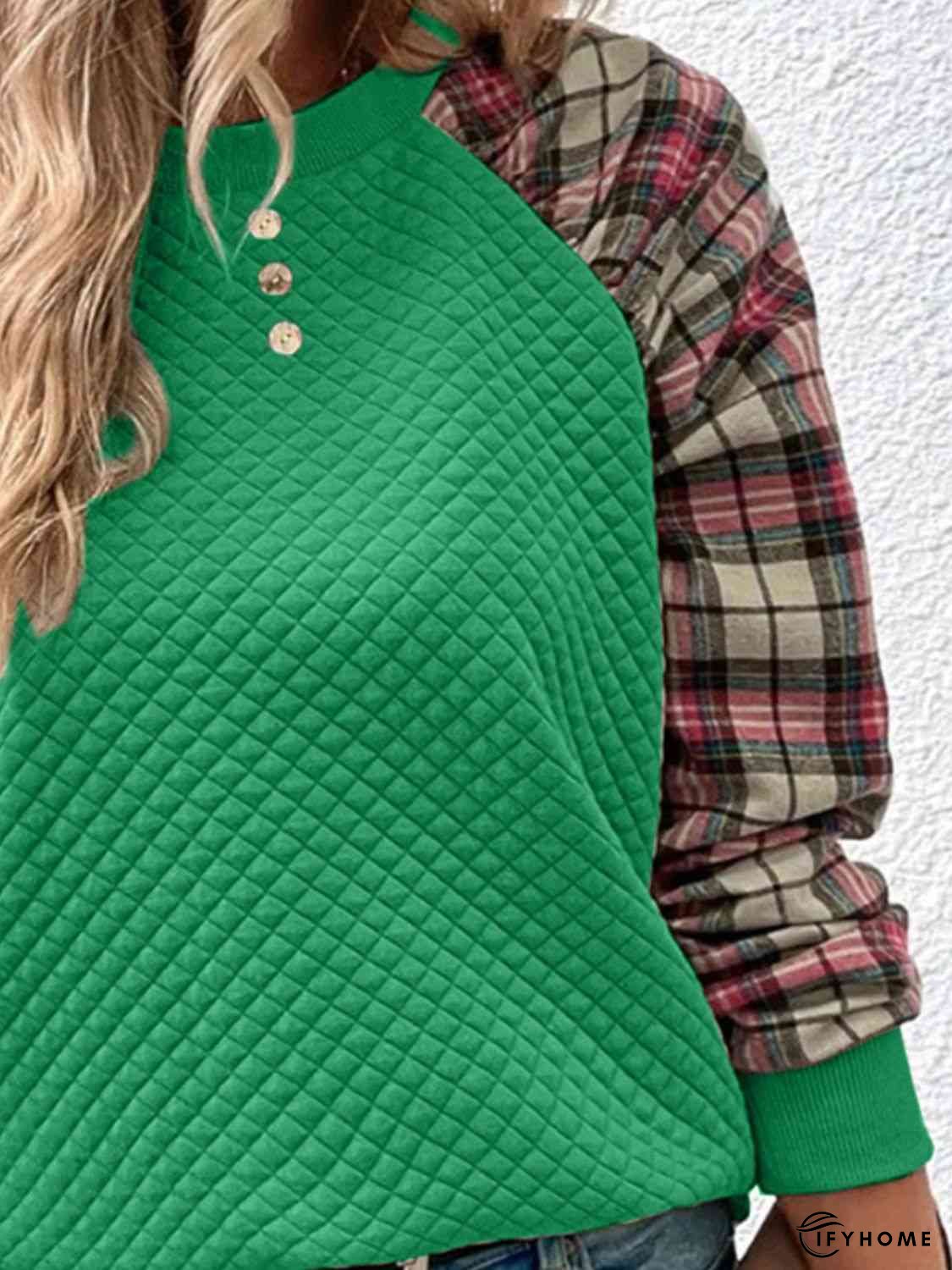 Plaid Round Neck Sweatshirt | IFYHOME