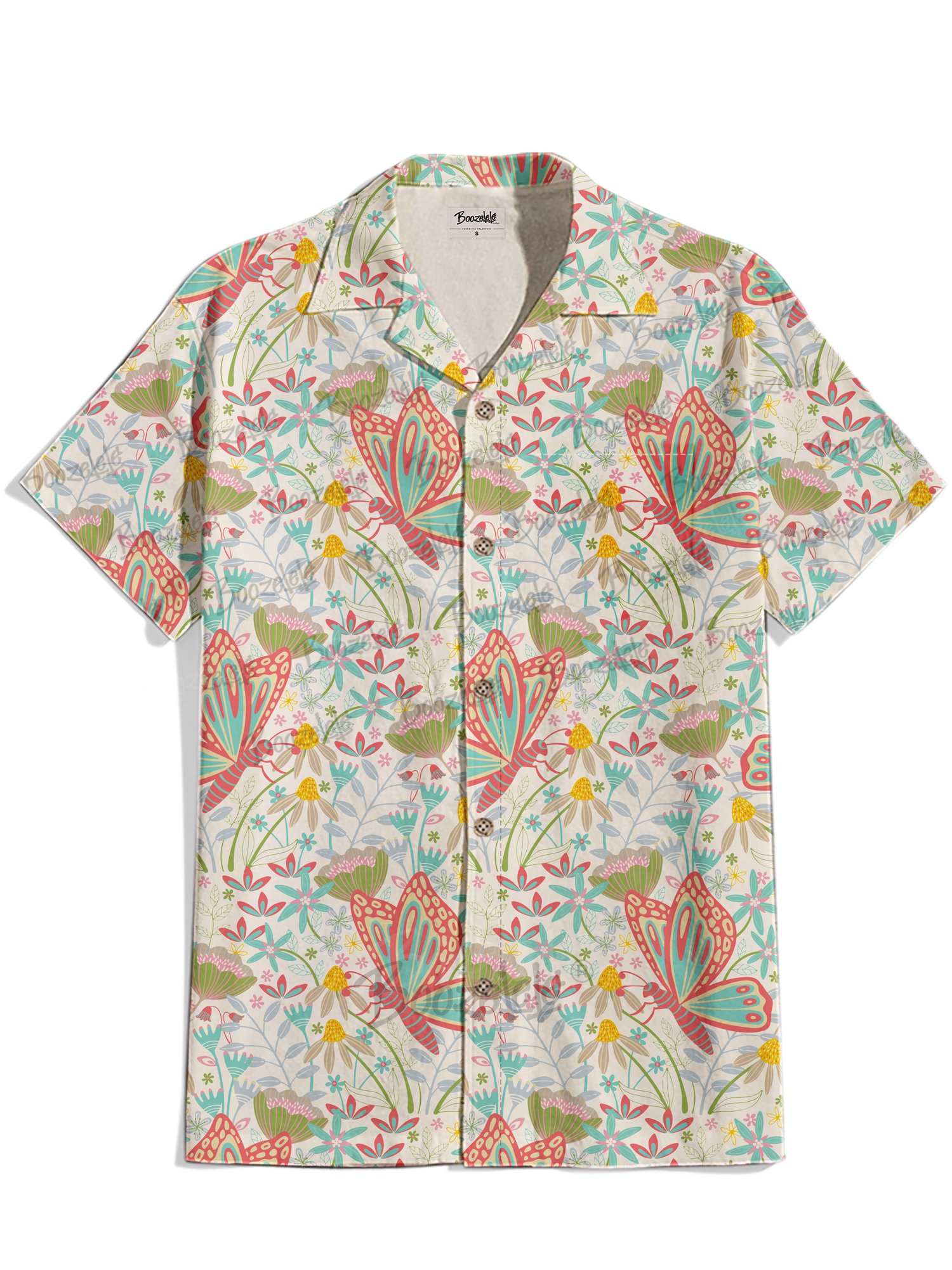 【Jackie Tahara X Boozelele】Tangled Garden Butterflies Pastel - 100% Cotton Shirt
