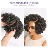Natural Black / Brown Highlight Water Wave Pixie Cut Glueless Short Curly Wig