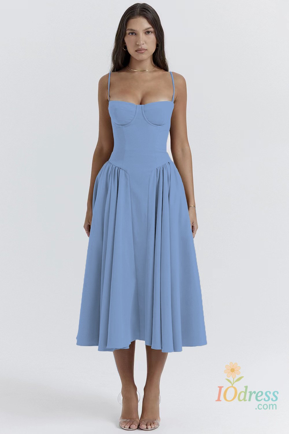 IO Dress Summer Women Elegant Sleeveless Backless Pleated Dresses Lady Sexy Solid Sling Midi Dress 2024 Female Party Evening A-line Robes