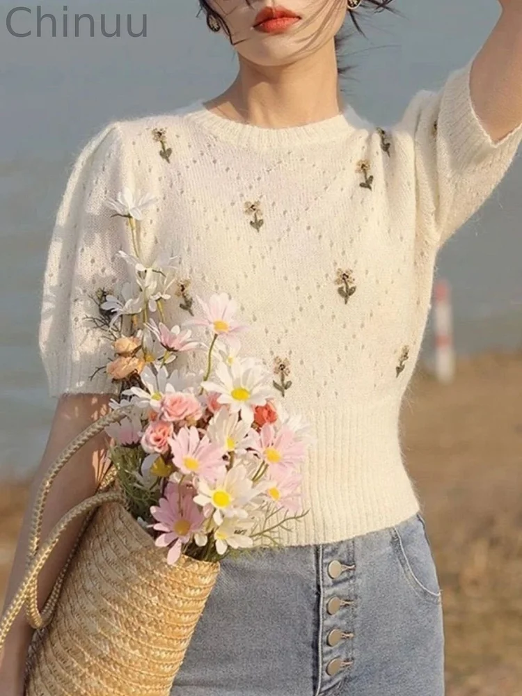 Embroidered Top - Round Neck