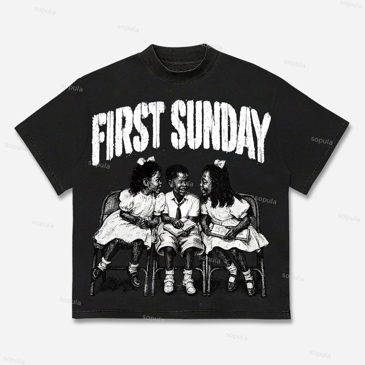 First Sunday Child Portrait Graphic 100% Cotton Short Sleeve T-shirt