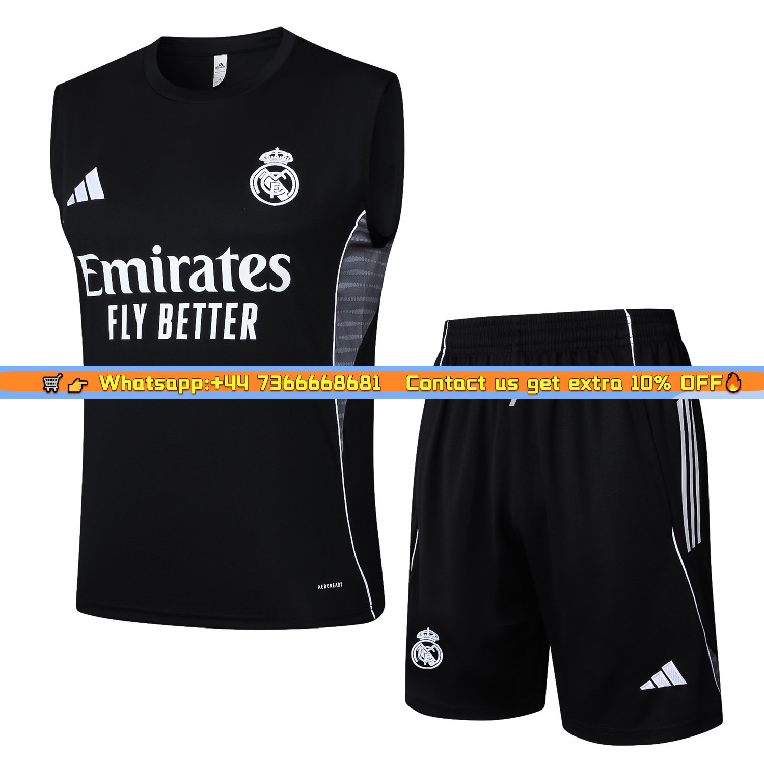 Real Madrid 25-26 Vest Training Set - Black Vest and Black Shorts