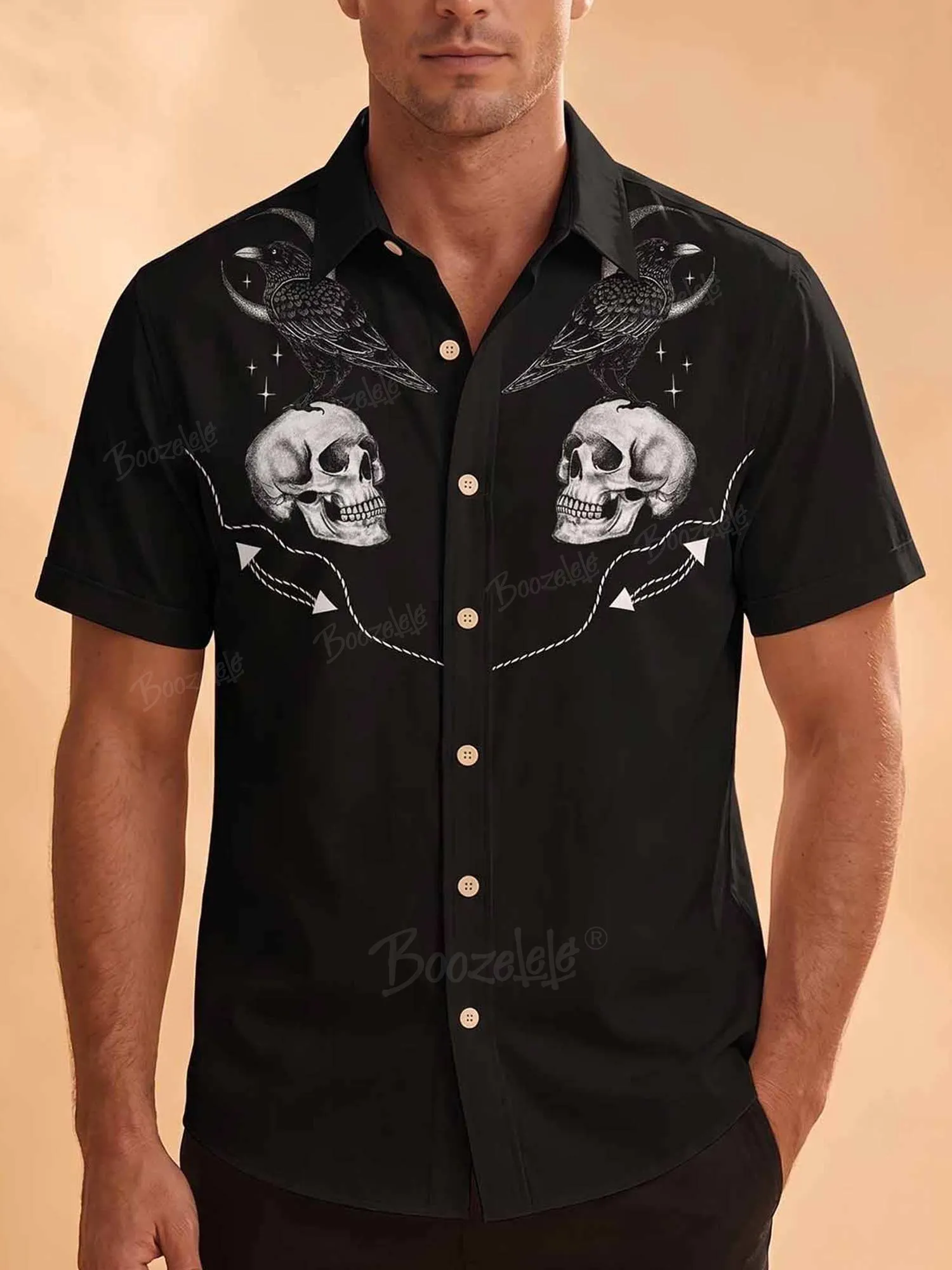 【Clearance】【Embroidery】【Mystic Heart X Boozelele】Crow With Moon  - 100% Cotton Shirt