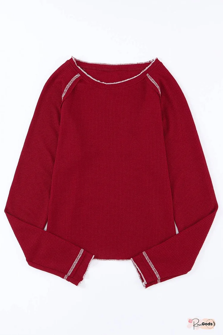 Textured Round Neck Long Sleeve Top