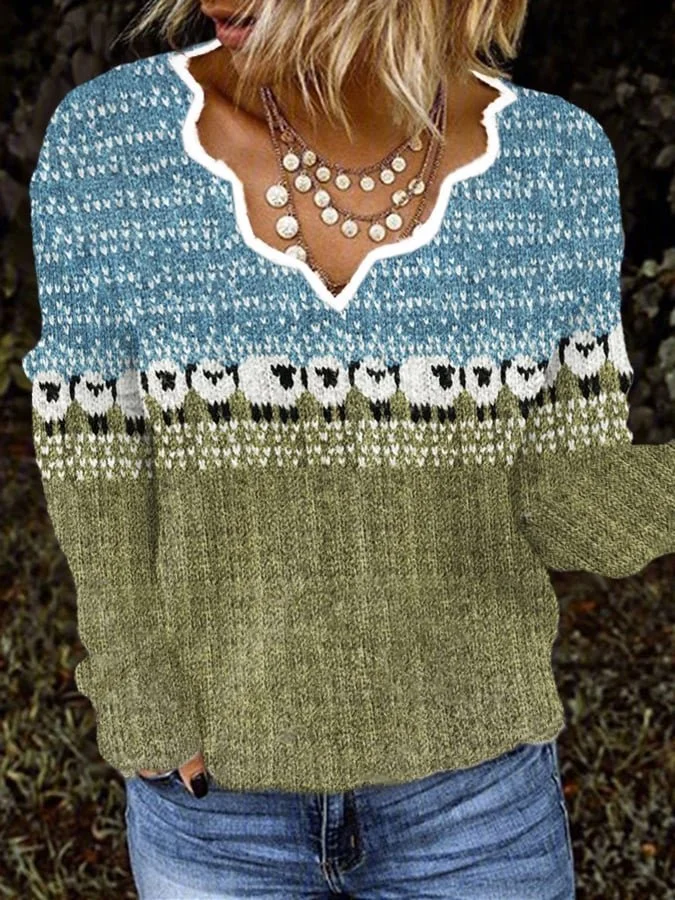 Women's Casual Printed Knitted Top