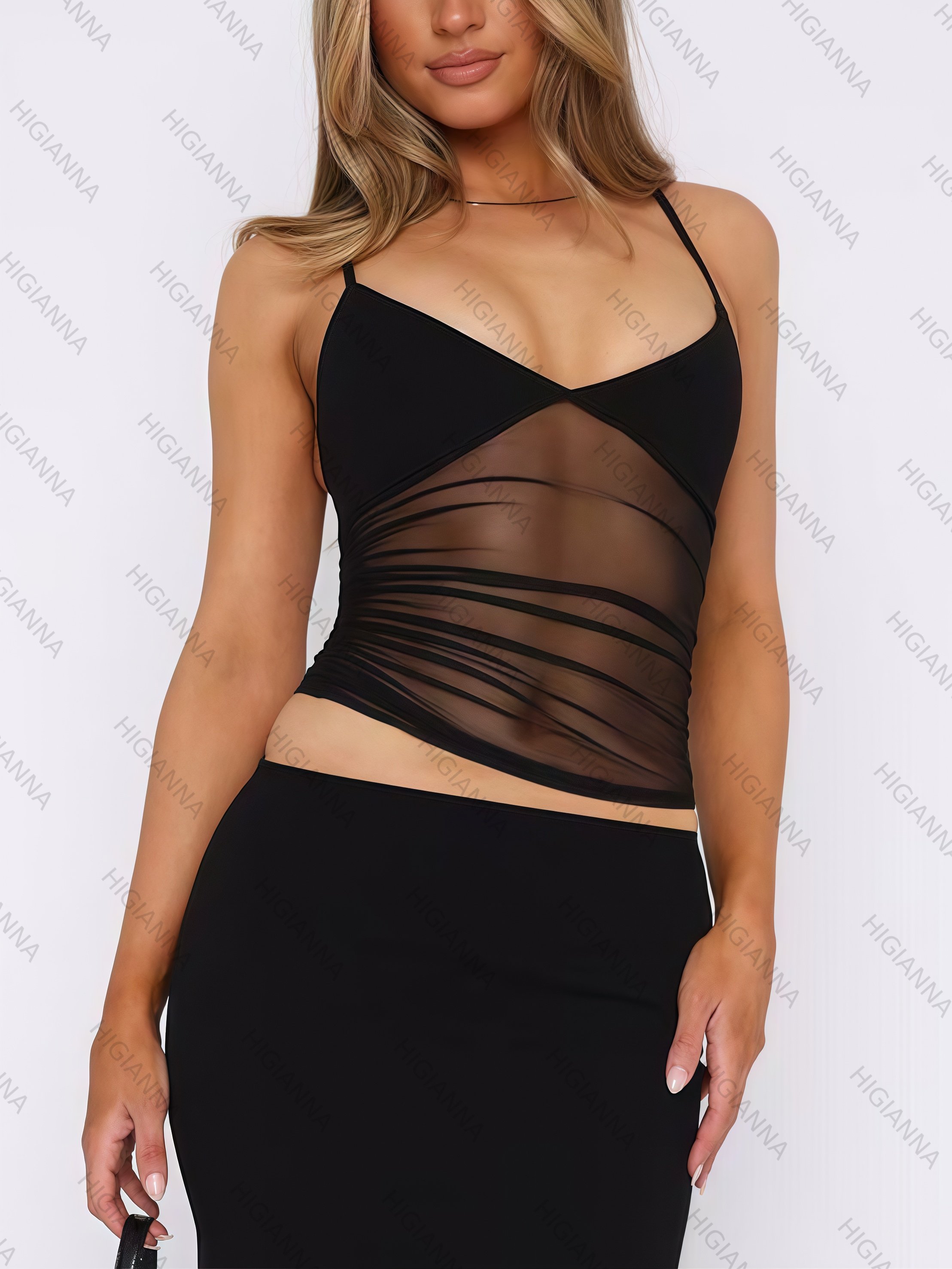 Spaghetti Strap Mesh Panel Two-Piece Dress Set - HIGIANNA&reg;