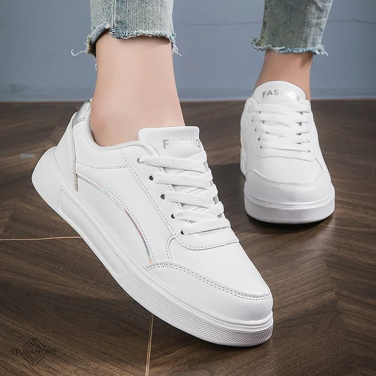 Orthopedic PU Leather Accent Sneakers  Stunahome.com