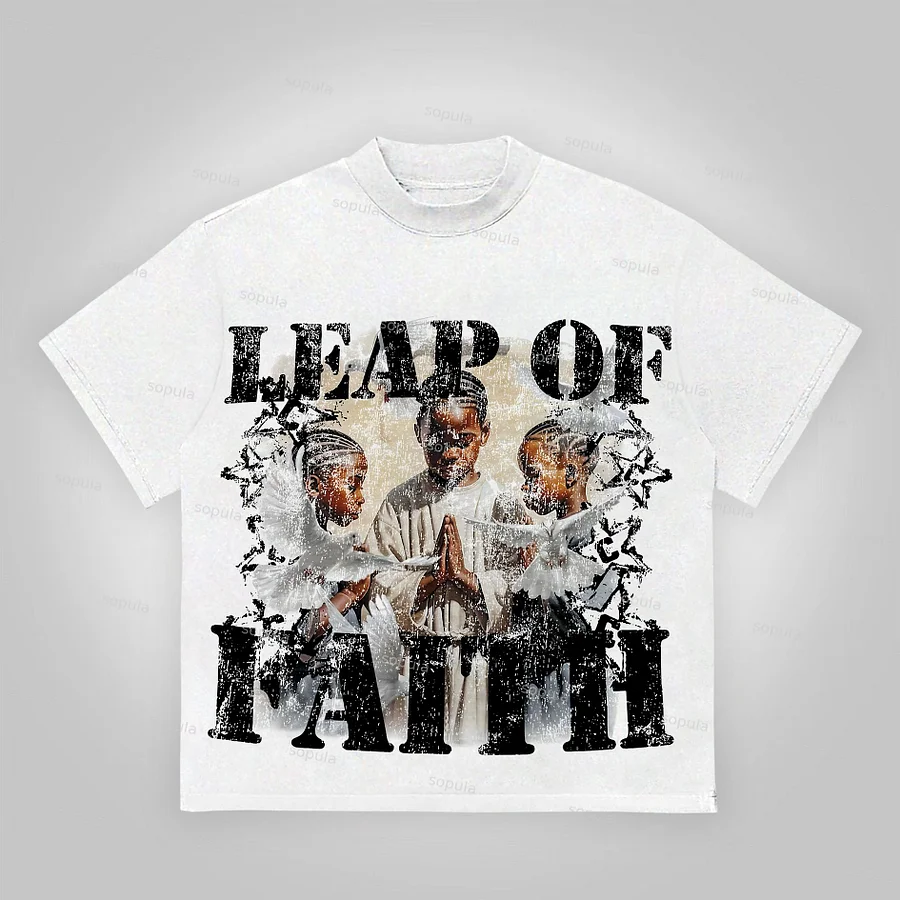 Sopula Vintage Leap Of Faith Graphic 100% Cotton T-Shirt