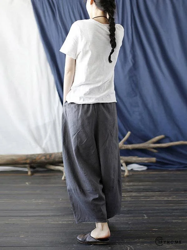 Simple Solid Color Elasticity Waisted Wide Leg Pants | IFYHOME