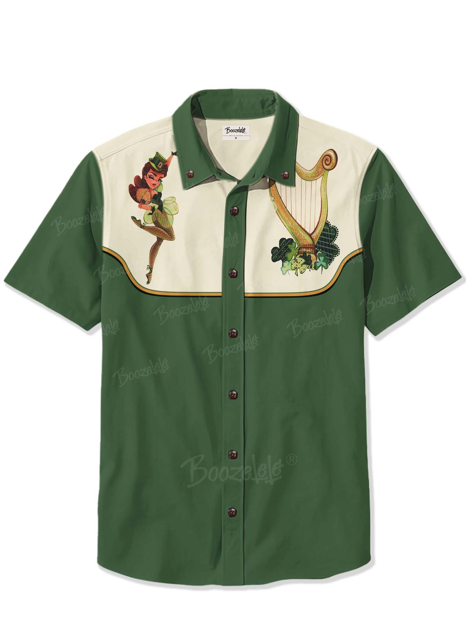 St. Patrick'S Shamrock Leprechaun And Harp - 100% Cotton Shirt