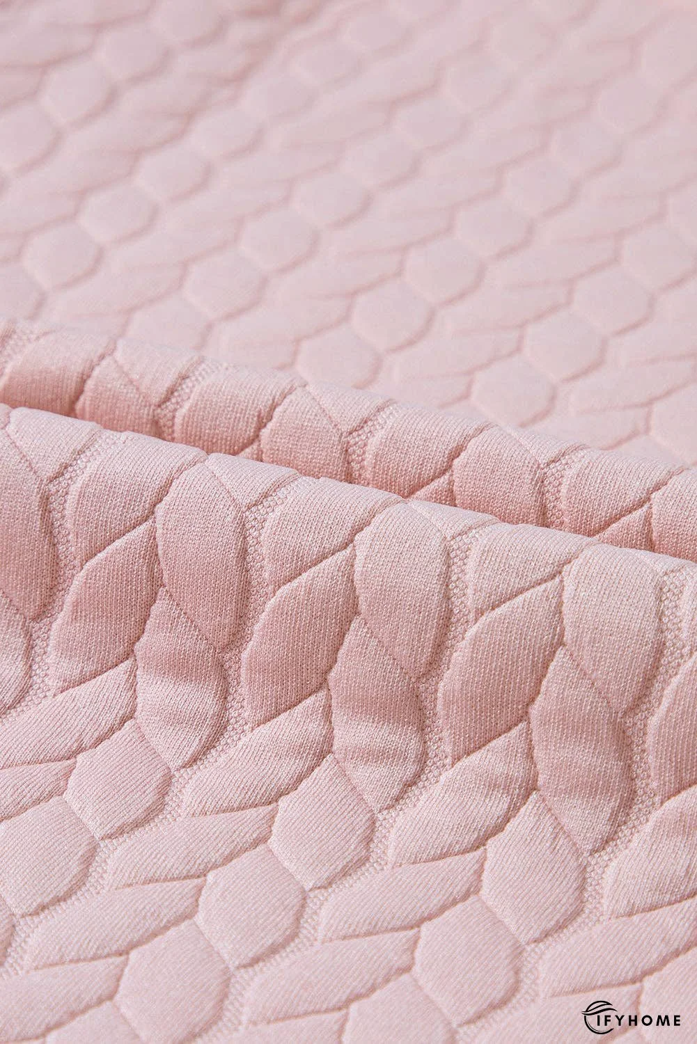 Rosy Waffle Quilted Puff Sleeve Sweatshirt | IFYHOME