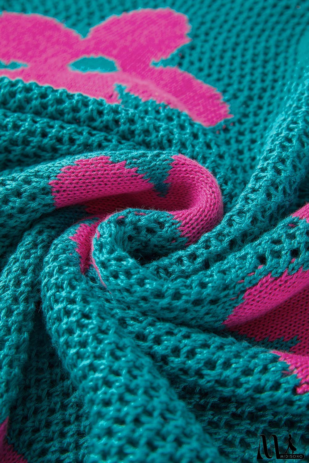 Big Flower Hollowed Knit Drop Shoulder Sweater