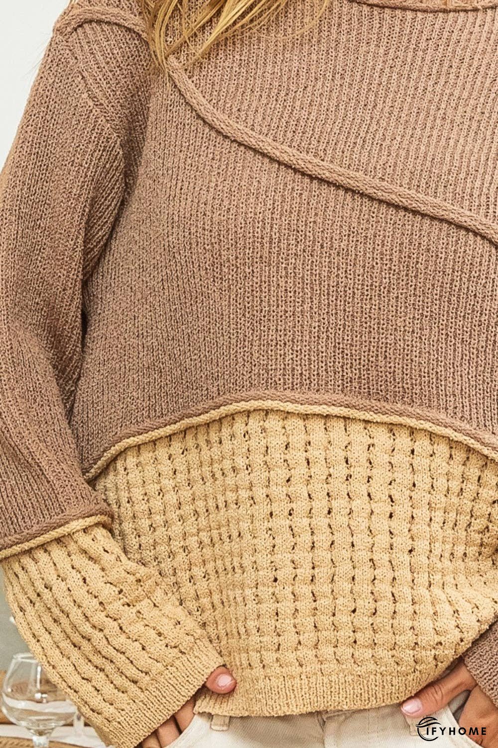 BiBi Texture Detail Contrast Drop Shoulder Sweater | IFYHOME