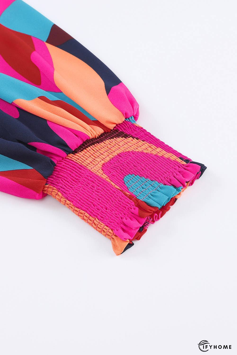 Abstract Printed Belted Puff Sleeve Mini Dress | IFYHOME