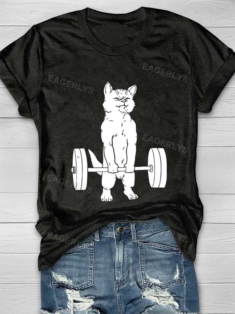 Eagerlys CAT DEADLIFT POWERLIFTING Vintage Gym T-shirt Eagerlys