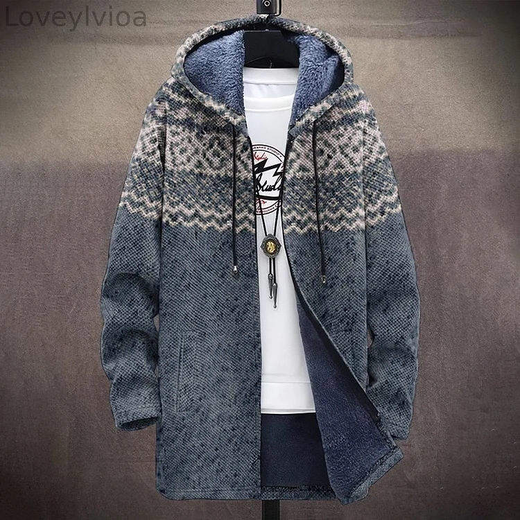 Men's Vintage Knitted Jacquard Pattern Cozy Cardigan Sweater