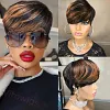 Glueless Black Gold Short Straight Bob Pixe Cut Hair