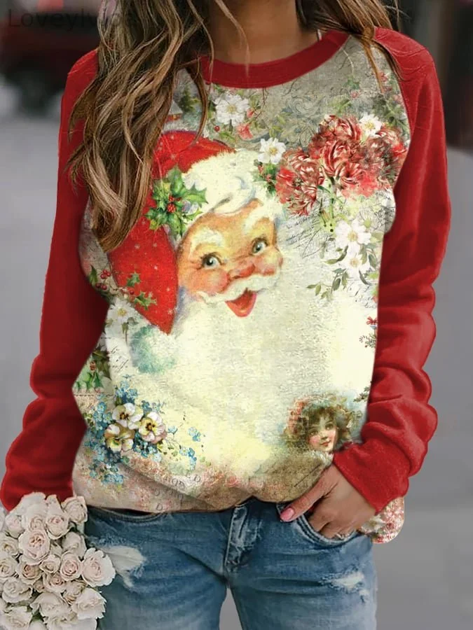 Women'S Merry Chrismas Print Crew Neck Sweatshirt