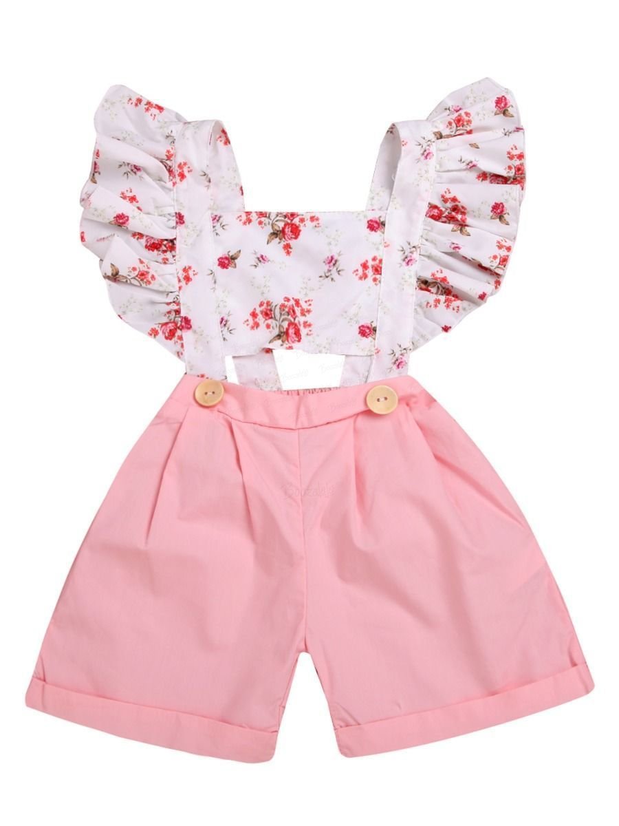 Flutter Sleeve Flower Baby Toddler Kids Jumpsuit 100% Cotton DEARBABYSTORE James Yang