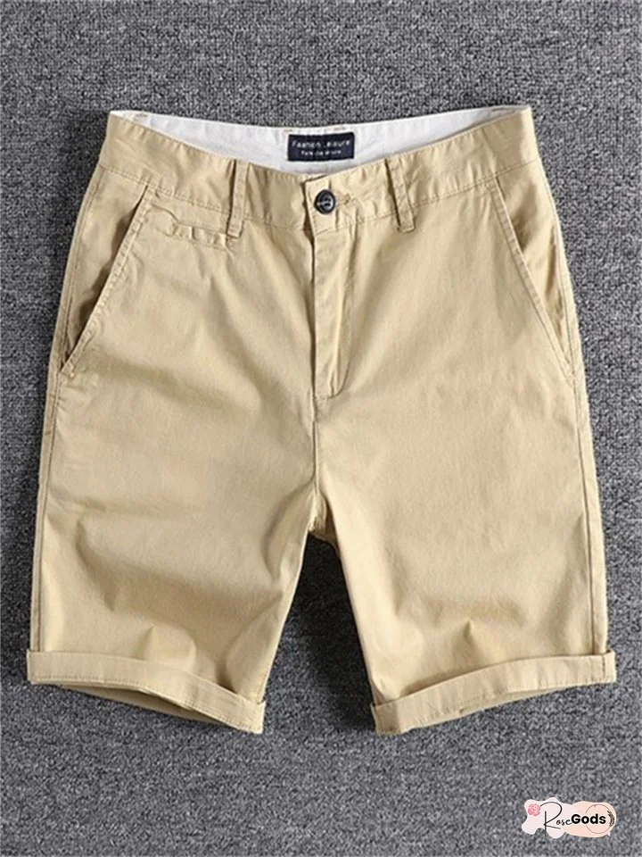 Men's Shorts Chino Shorts Bermuda Shorts Pocket Plain Comfort Breathable Outdoor Daily Going Out Cotton Blend Fashion Streetwear Black Red