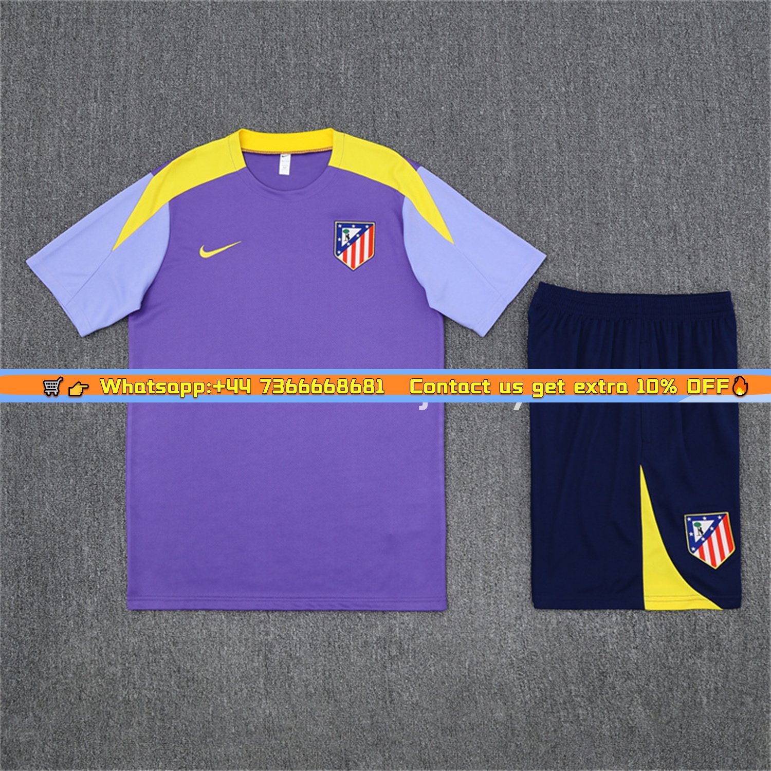 Atletico Madrid 25-26 Kids Short-Sleeve Training Set - Purple Top & Royal Blue shorts