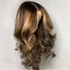 Brown Mixed Gold Brazilian Water Wave Wigs