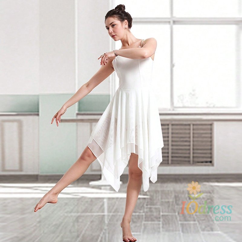IO Dress Women Lyrical Modern Spaghetti Strap Dress Ballet Dance Leotard for Adult Lyrical Dance Skirts with Soft Front Lining Dancewear