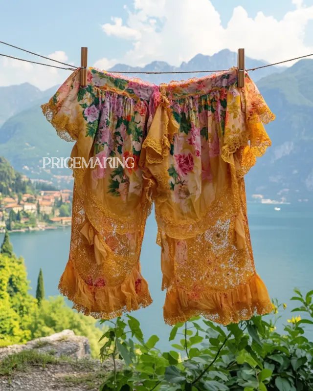 Summer Vacation Ruffle Lace Chiffon Contrast Shorts c4c5