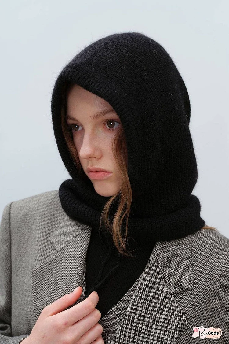 Drawstring Solid Color Thermal Knit Hat