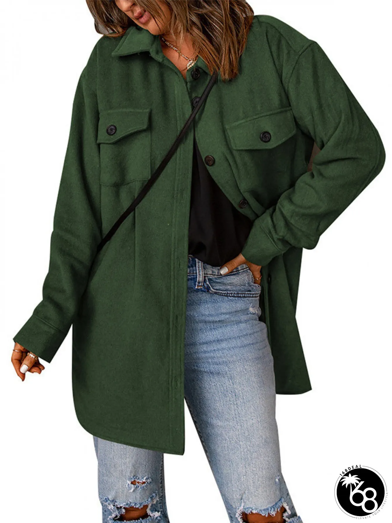 Womens Elegant Solid Brown Winter Jacket Single-Breasted Lapel Collar Coat with Chest | 168DEAL