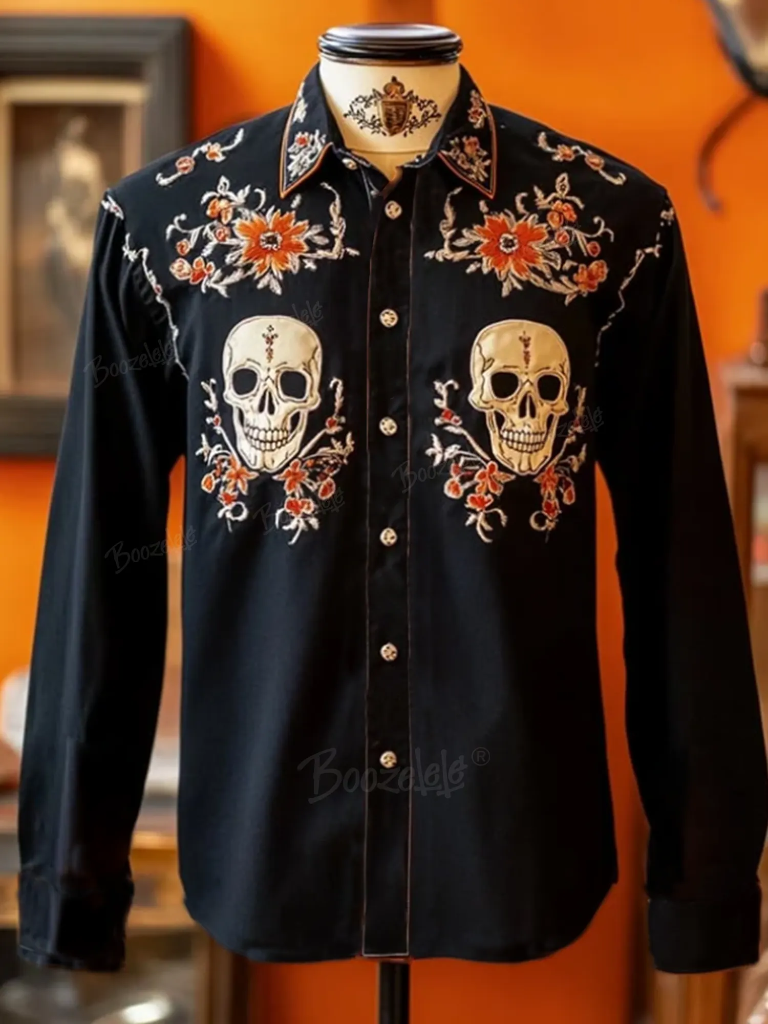 Skull Flowers - 100% Cotton Long Sleeves Shirt