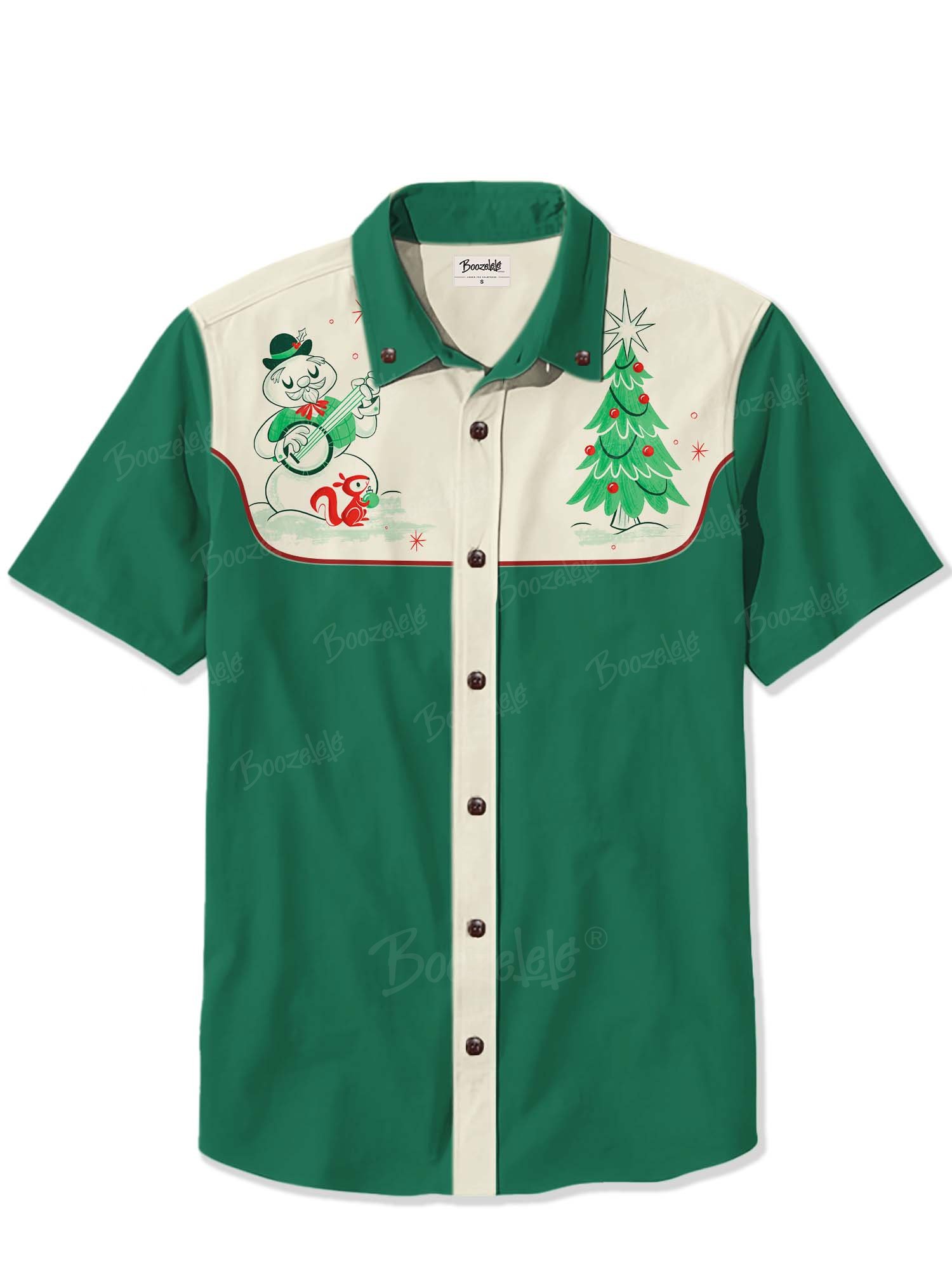 Christmas Banjo-Playing Snowman And Christmas Tree - 100% Cotton Shirt