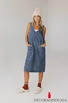 Camry Overall Dress in Dark Wash