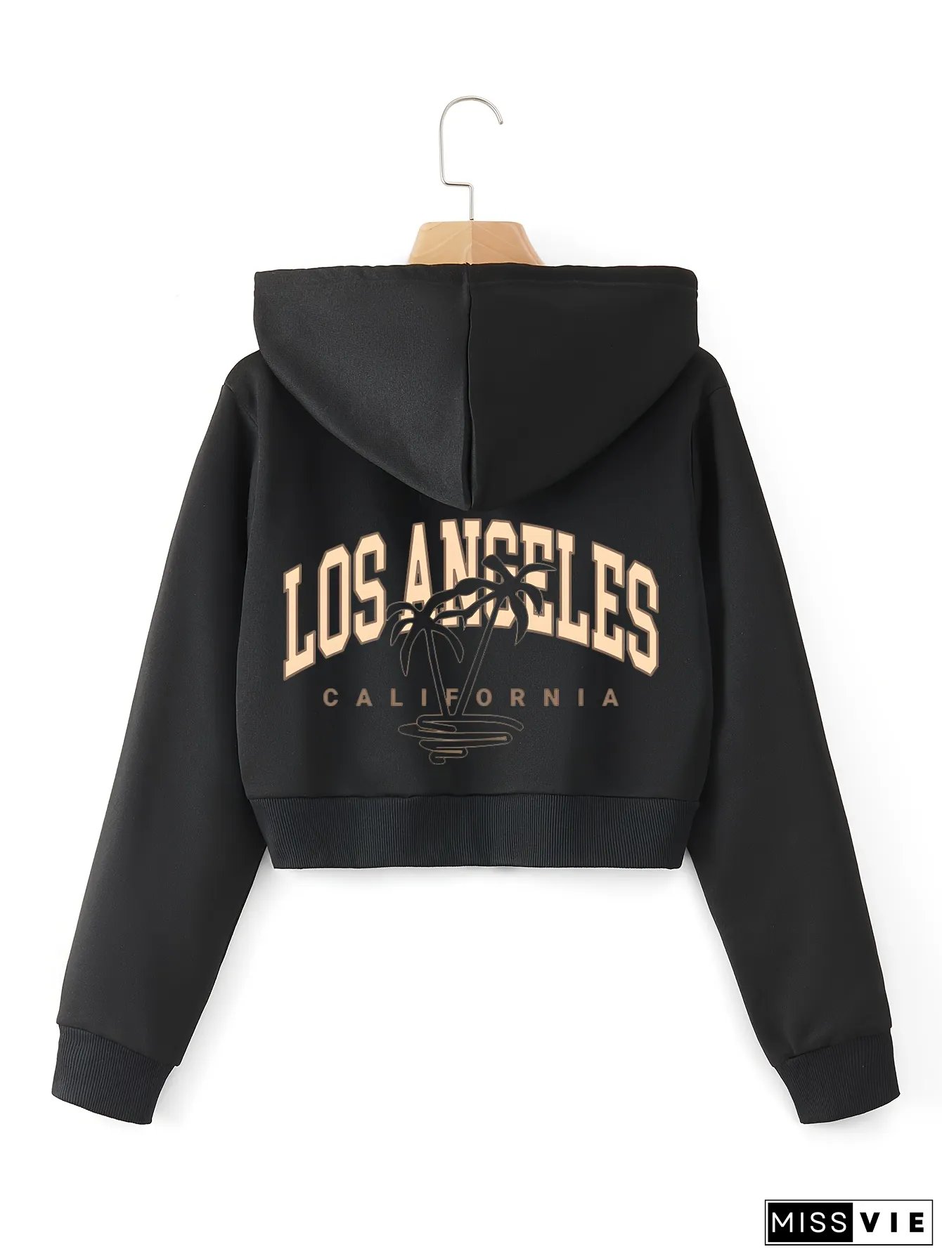 Womens Los Angeles California Graphic Zip-Up Hoodie Jacket Lightweight Casual Outerwear