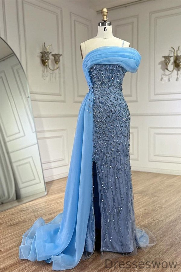 Dresseswow Off-the-Shoulder Mermaid Evening Dress With Pearls Beadings Online
