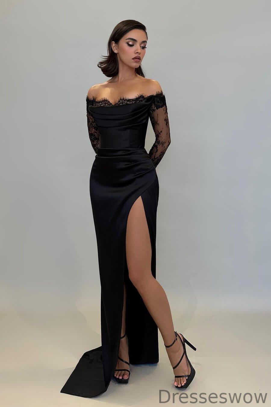 Dresseswow Black Sweetheart Long Sleeves Mermaid Ball Dress With Split Online