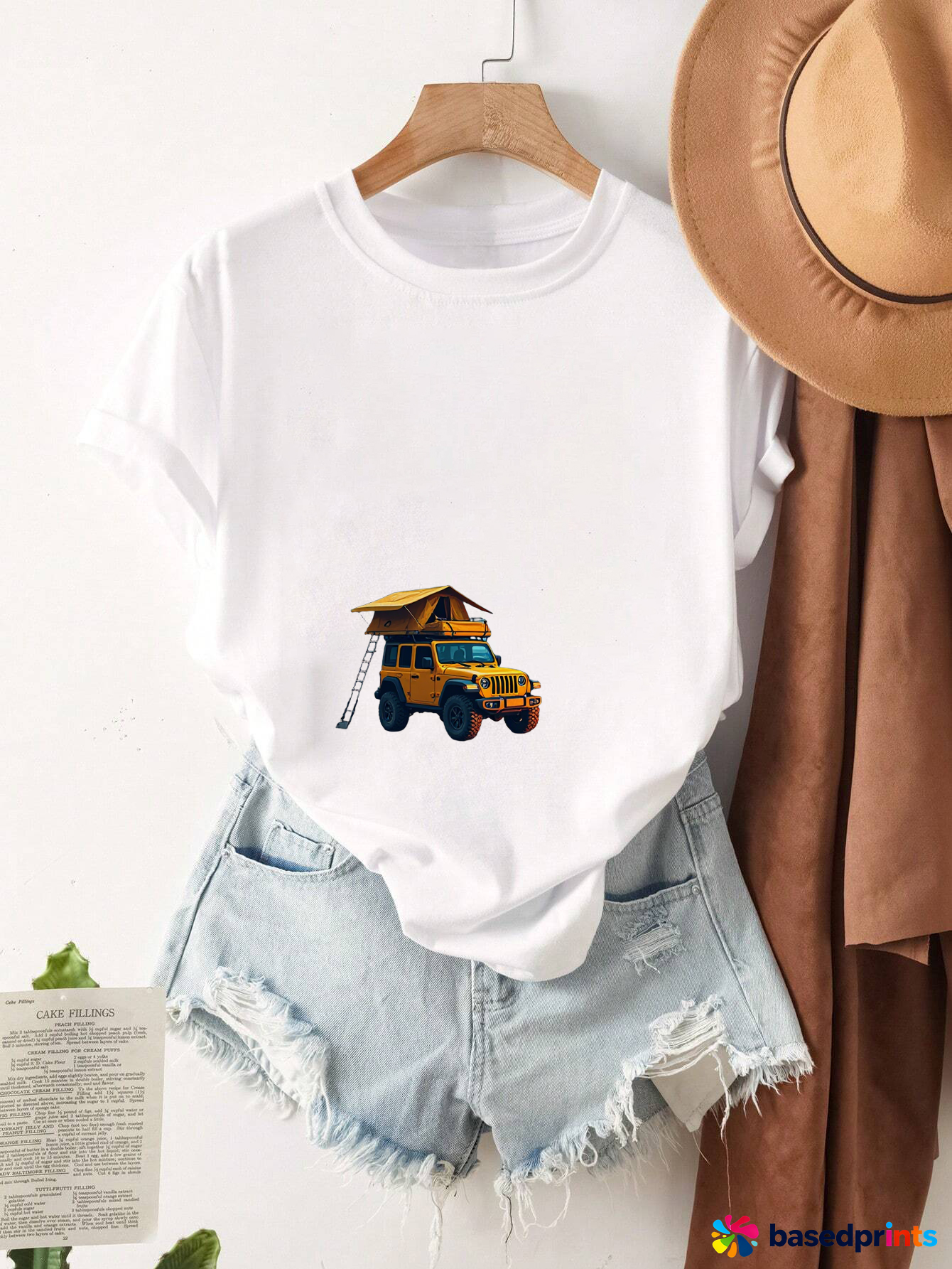 White Jeep Camping T-Shirt Women Summer Casual Short Sleeve Tops