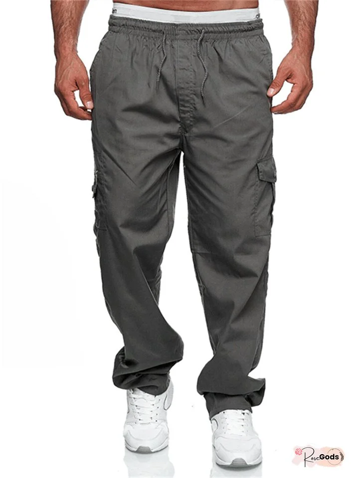 Men's Casual Multi-pocket Loose Straight Work Pants Outdoor Pants Fitness Casual Pants