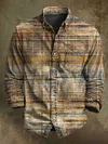 Vintage Aged Stripe Print Casual Long Sleeve Shirt