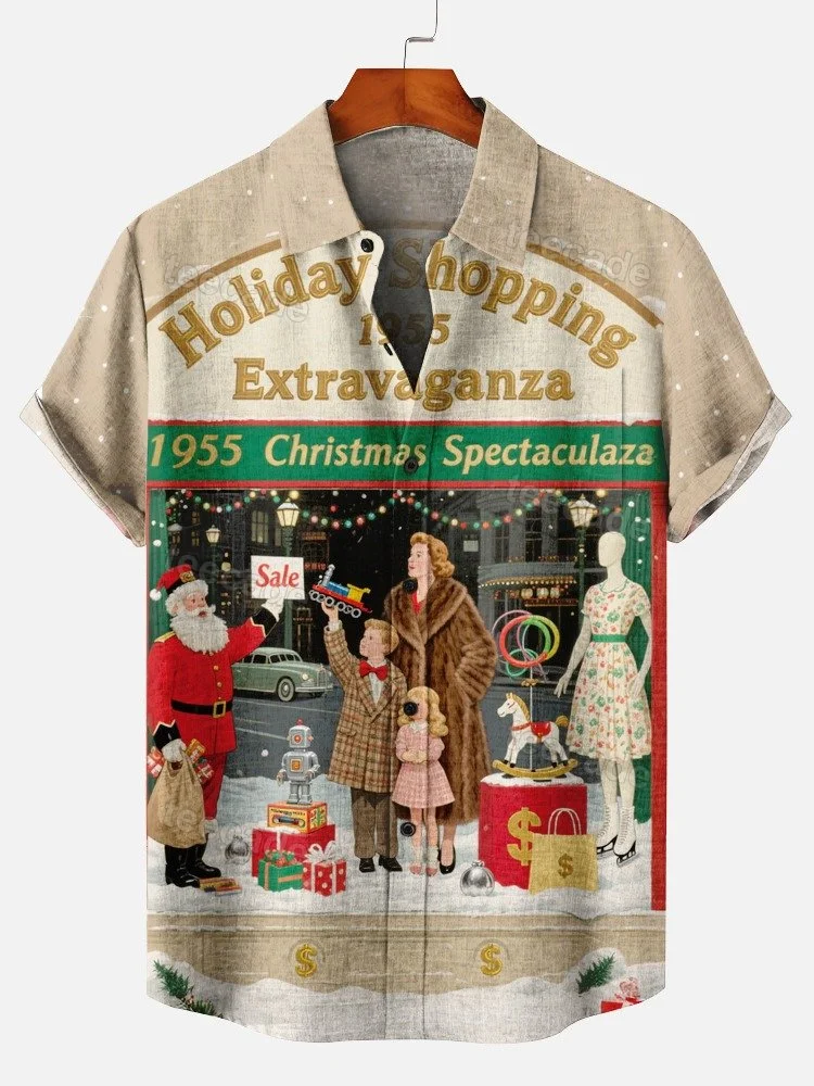 Teecade Teecade Christmas Holiday Shopping 1955 Art Print Shirt