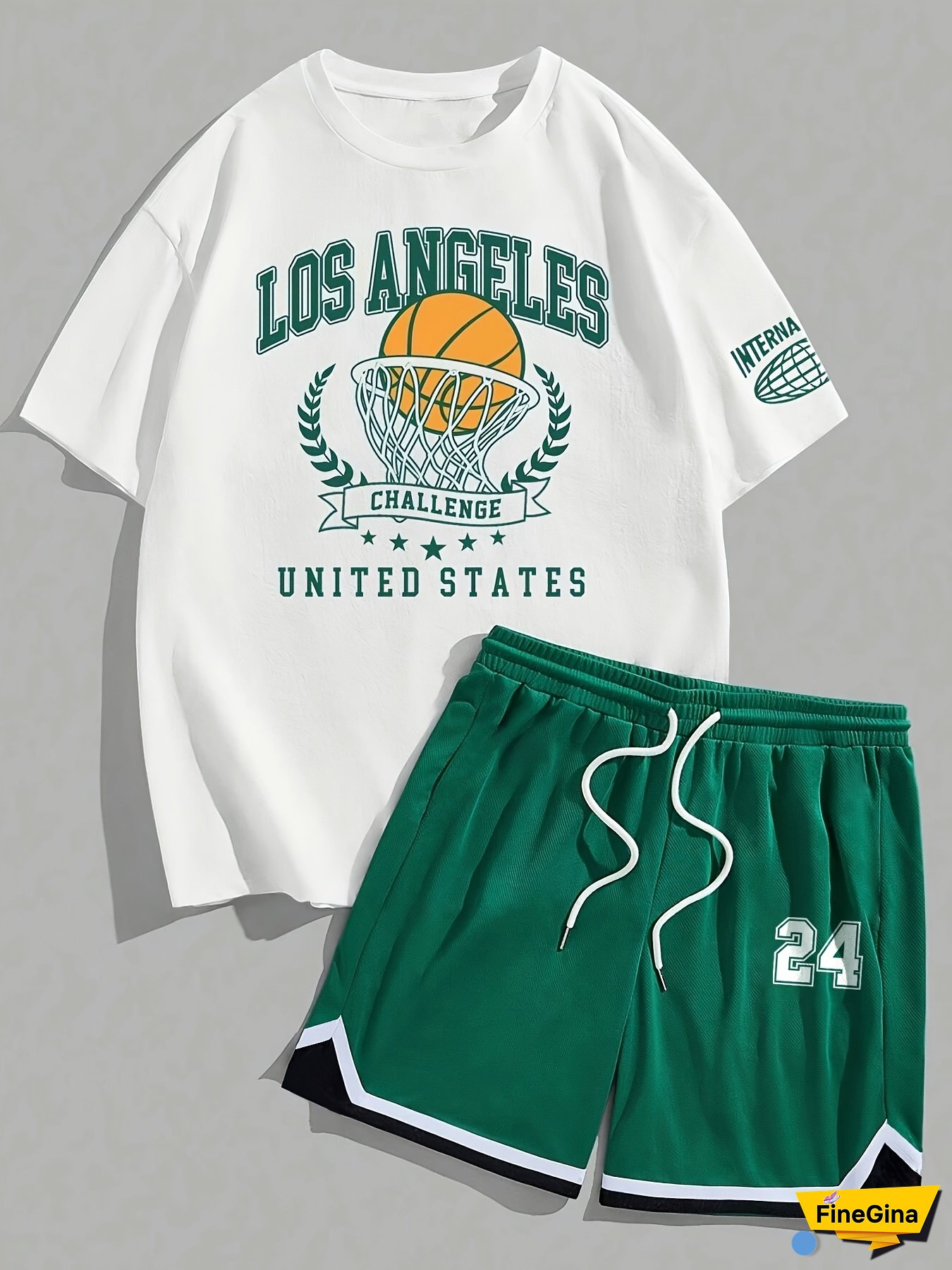 [2pcs Summer Basketball Set] 2pcs Men's Summer Basketball Training Running Suit | Basketball Short-Sleeved T-Shirt And 24 Shorts Set