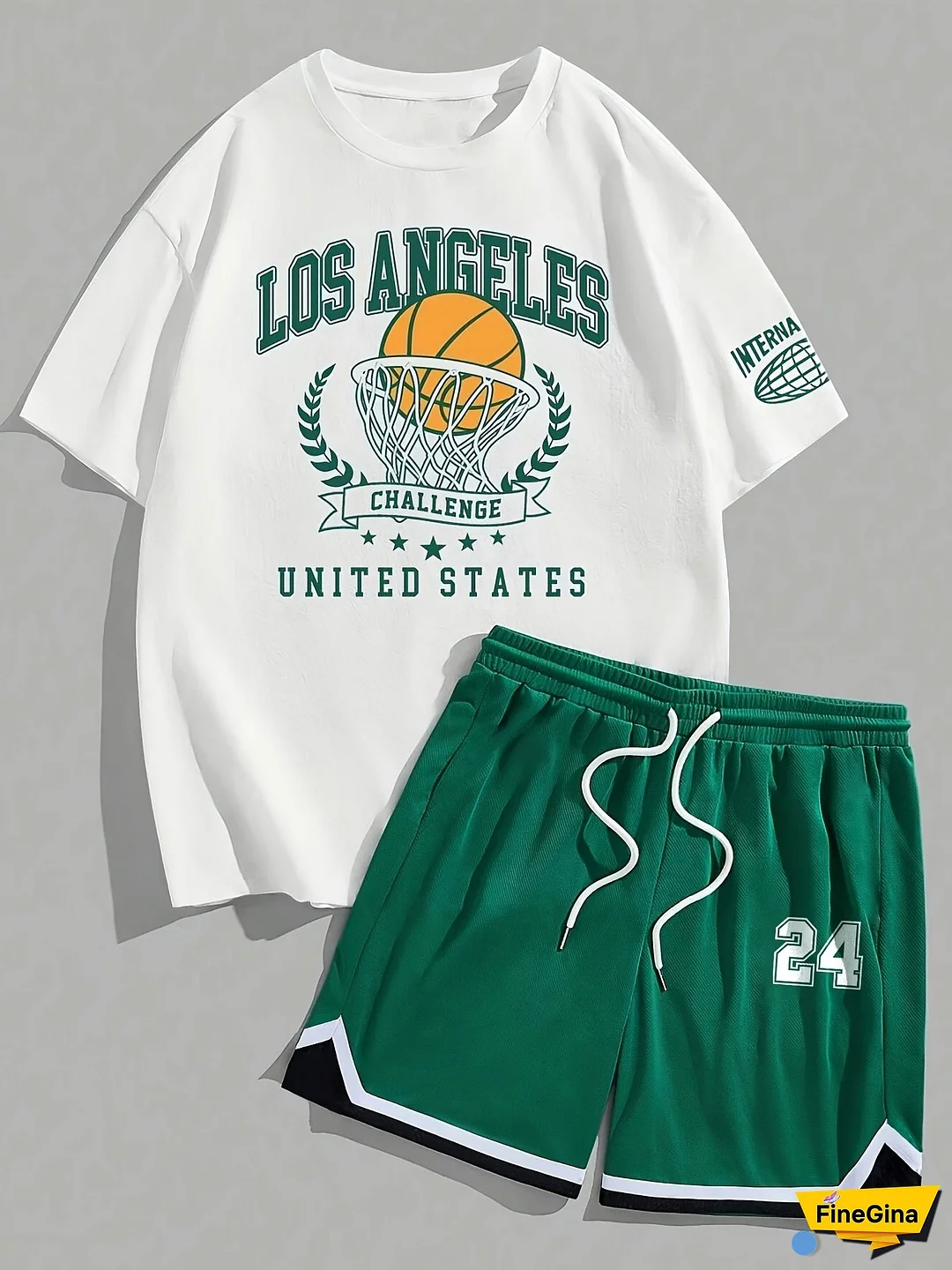 [2pcs Summer Basketball Set] 2pcs Men's Summer Basketball Training Running Suit | Basketball Short-Sleeved T-Shirt And 24 Shorts Set