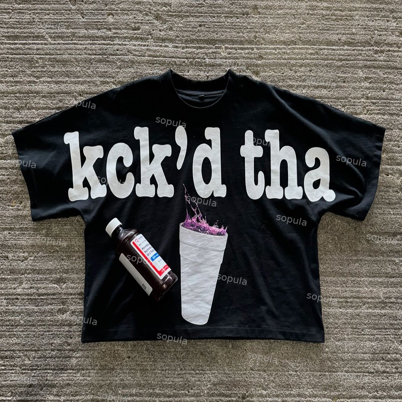 Vintage Kck'd Tha Print Graphics Casual Boxy Crop Tees